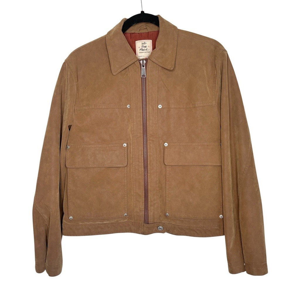 Free People Blair Faux Suede Leather Jacket XS Western Minimalist Cropped Boxy